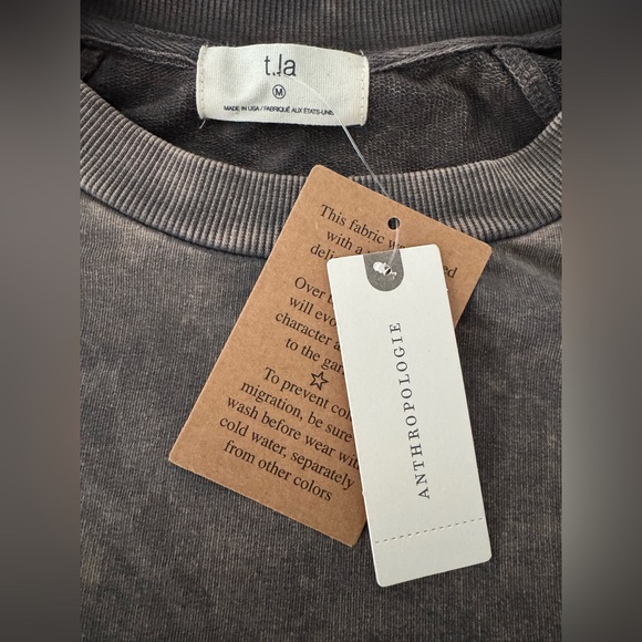 🆕 NWT Anthropologie • T.La Ruched Sweatshirt • Medium • Black - Picture 11 of 14